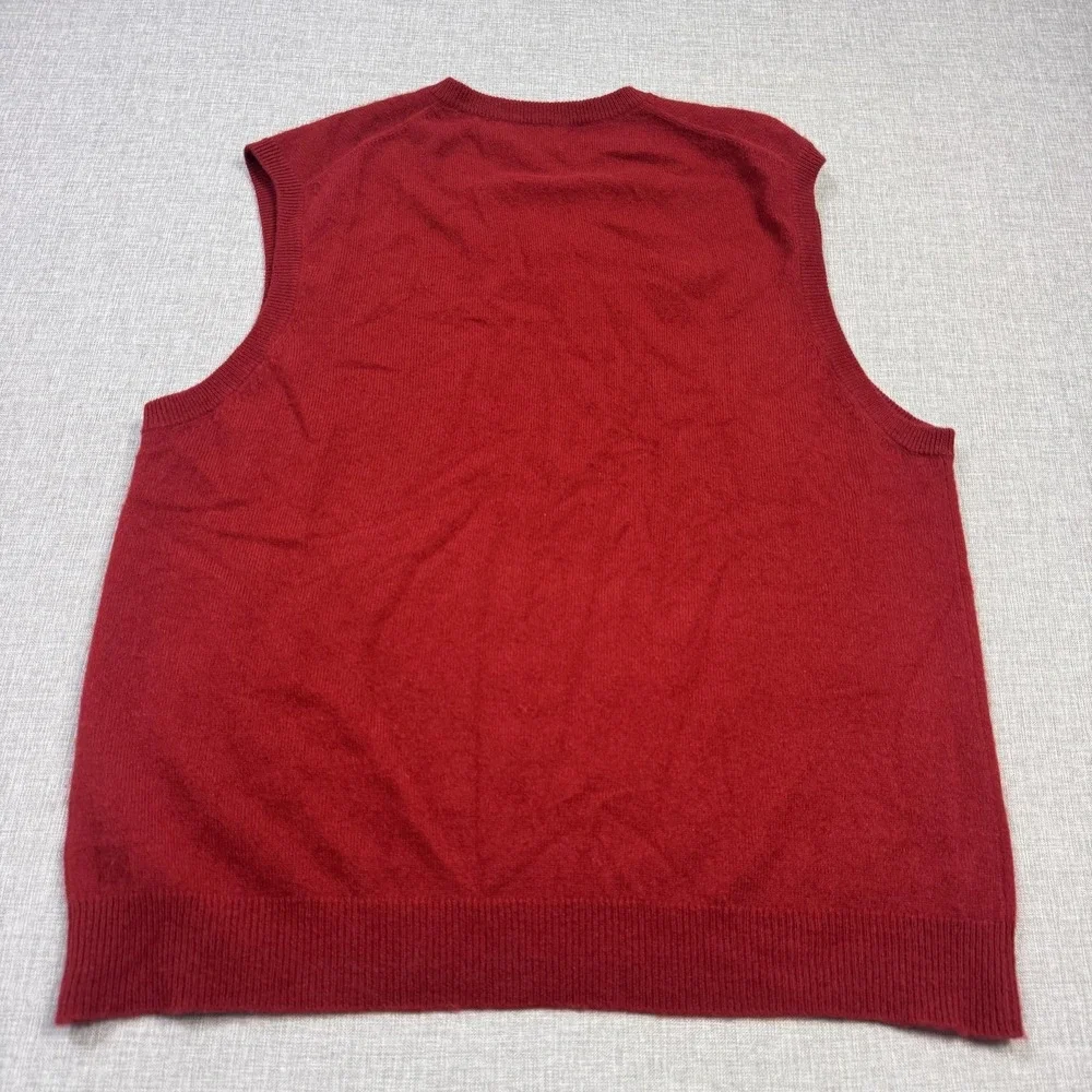Club‎ Room Cashmere Sweater Vest Mens Large Red V-Neck Lightweight Tight-Knit